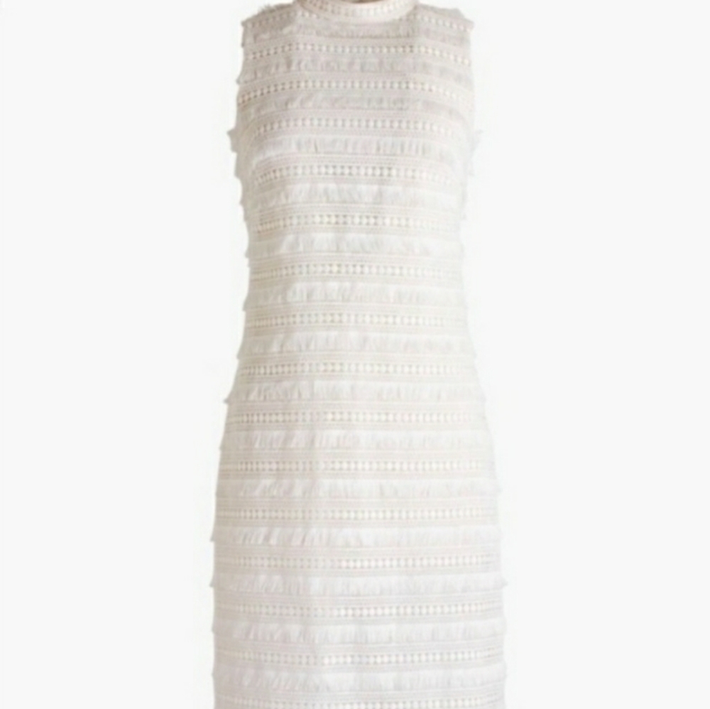 J. Crew White Sleeveless Lace Shift Dress